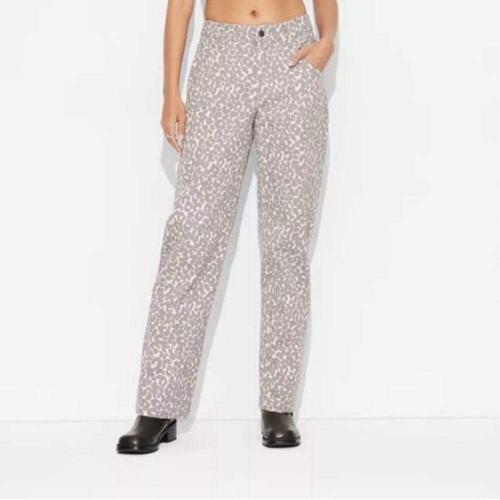 Wild Fable mid rise leopard print relaxed straight pants